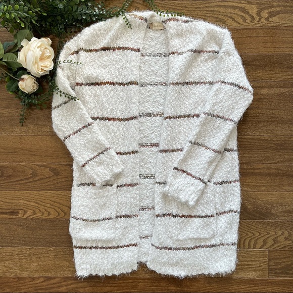 Altar'd State Sweaters - NWOT Altar’d State Fuzzy Open Striped Cardigan